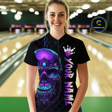 Load image into Gallery viewer, Purple Skull Bowling Custom Women Bowling Shirt Polo &amp; Quarter-Zip Bowling Team Jerseys HNT51