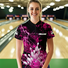 Load image into Gallery viewer, Pink Thunder Lightning Bowling Shirt Custom Colorful Bowling Jersey Men Women Team MBL67