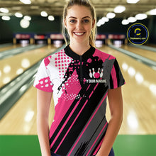 Load image into Gallery viewer, Custom Pink Bowling Shirts for Men Women Team Bowling Polo and Quarter Zip MBL104