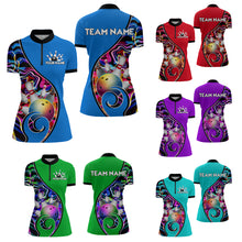 Load image into Gallery viewer, Custom Bowling Team Women Quarter-Zip Shirts - Personalized Abstractt Colors Bowling Jersey YYD0080