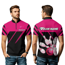 Load image into Gallery viewer, Pink Bowling Shirt Custom Bowling Jersey for Men Women Bowling Polo&amp;1/4 Zip Shirts MBL51