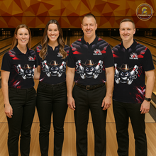 Load image into Gallery viewer, Custom Black &amp; Red Funny Cowboy Bowling Shirt for Men Polo &amp; 1/4-Zip Bowling League QZT840