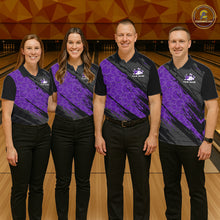 Load image into Gallery viewer, Black and Purple Bowling Camo Polo, 1/4 Zip Shirts for Men Custom Bowling Team League Jerseys NQS11700