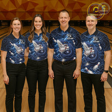 Load image into Gallery viewer, Blue Lightning Thunder Angry Shark Bowling shirts For Women Custom Shark Bowling Team Jerseys NQS11539