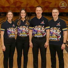 Load image into Gallery viewer, Custom King Pins Bowling Shirt for Men Bowling Team Jersey Polo &amp; Quarter-Zip Shirt Bowling Tournament QZT950