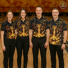 Load image into Gallery viewer, Custom Black and Gold Bowling Shirt Dragon Bowling Jersey League for Men Polo &amp; 1/4-Zip Outfit QZT834
