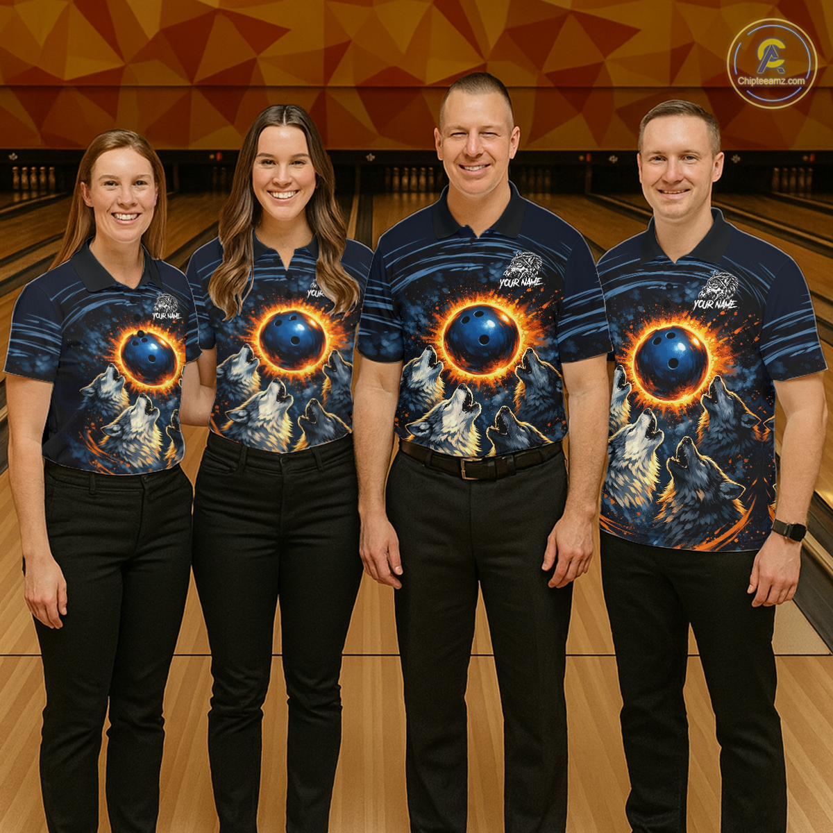 Wolf Bowling Jersey for Men Polo & 1/4 Zip Custom Wolf Bowling Team Shirts Bowling League HNT205