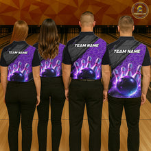 Load image into Gallery viewer, Black and Purple Bowling Camo Polo, 1/4 Zip Shirts for Men Custom Bowling Team League Jerseys NQS11700
