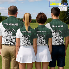 Load image into Gallery viewer, Green White Funny Golf Ball Pattern Mens Golf Polo Shirts Custom Golf Outfits Men, Green Golf Tops NHT784