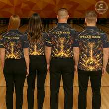 Load image into Gallery viewer, Custom Black and Gold Bowling Shirt Dragon Bowling Jersey League for Men Polo &amp; 1/4-Zip Outfit QZT834