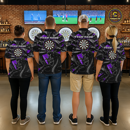 Purple Custom Cobra Snake Dart Shirts for Women Dart Team Jersey Dartboard Gifts Polo & 1/4 Zip NNT162