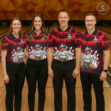 Load image into Gallery viewer, Custom Red Funny Duck Bowling Jersey for Women Bowling Uniform Polo &amp; 1/4 Zip Bowling Team Shirts HNT238
