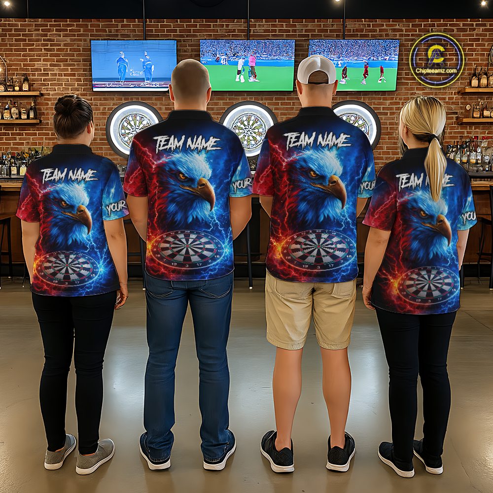 Custom Lightning Thunder Eagle Dart Shirts for Women Darts Team Jerseys Polo & 1/4 Zip NNT137