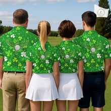 Load image into Gallery viewer, Womens Golf Polo Shirt Custom Green Music Angel Wing Golf Ball St Patricks Day Golf Shirts, Golf Gifts NHN0132