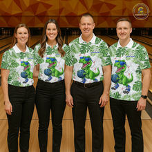Load image into Gallery viewer, Custom Funny Dinosaur Bowling Jersey for Men Bowling Tournament Polo &amp; 1/4 Zip Bowling Team Shirts HNT214