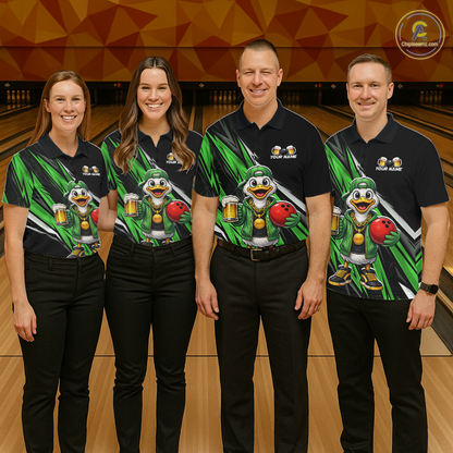 Custom Green Beer Duck Bowling Shirt for Men Duck Funny Beer Bowling Team Jersey HNT276