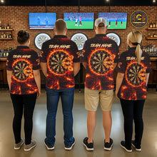 Load image into Gallery viewer, Red Flaming Roses Dartboard &amp; Arrow Custom Men Darts Polo Shirts Fire Flame Dart Jerseys NYN2264