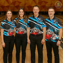 Load image into Gallery viewer, Custom Turquoise Raccoon Bowling Jersey for Men Bowling Team Shirts Polo &amp; 1/4 Zip HNT247