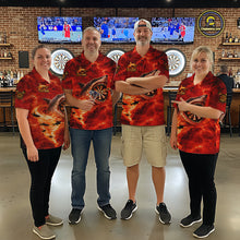 Load image into Gallery viewer, Fire Flame Tornado Funny Shark Darts Polo Shirt For Women Custom Dart Team League Shirt|Red NYN2657