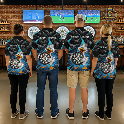 Custom Turquoise Duck Funny Dart Shirt Dart Team Jersey for Women Dartboard Polo & 1/4Zip NNT167