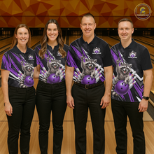 Load image into Gallery viewer, Custom Purple Raccoon Bowling Jersey for Men Bowling Team Shirts Bowling Polo &amp; 1/4 Zip HNT254