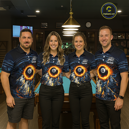 Personalized Funny Wolf 8 Ball Pool Men Billiard Polo & 1/4 Zip, Billiard Shirt, Billiard Team Jerseys NNT144