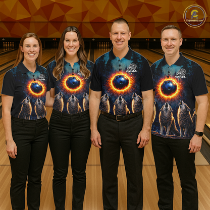 Flame Wolf Bowling Jersey for Men Bowling Uniform Polo &1/4 Zip Custom Bowling Team Shirts HNT252
