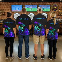 Load image into Gallery viewer, Blue Holographic Dartboard Grunge Darts Polo Shirts For Women Custom Name For Darters NYN2706