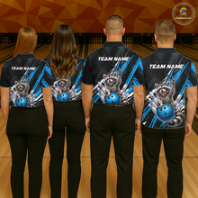 Load image into Gallery viewer, Custom Turquoise Raccoon Bowling Jersey for Men Bowling Team Shirts Bowling Polo &amp; 1/4 Zip HNT254