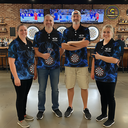 Custom Blue Dragon Darts Board Dart Shirts For Men Darts Team Jerseys Polo & 1/4 Zip NNT121