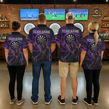 Load image into Gallery viewer, Grunge Purple Grim Reaper Men Darts Polo &amp; 1/4-Zip Shirts Custom Thunder Lightning Darts Team Jersey NYN3037
