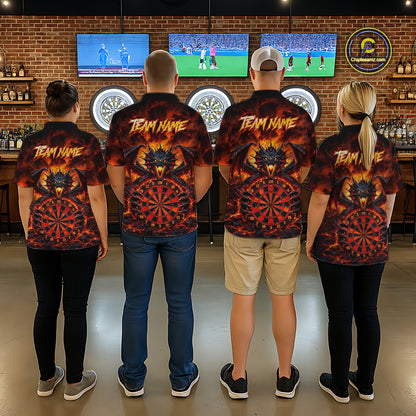 Fire Flame Dragon Black & Red Dartboard Dart Polo Shirts For Women Custom Dart Team Shirts NYN2673