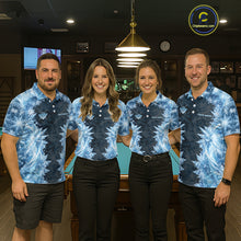 Load image into Gallery viewer, Icy Pattern Blue 9 Ball Pool Billiard Team Shirt For Men Custom Snowflake Billiards Ball Attire NYN3043
