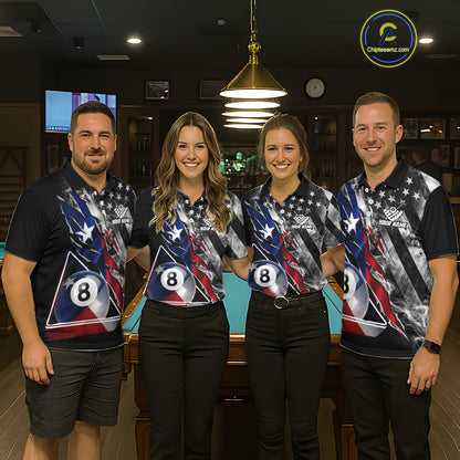 Personalized Smoke Texas Flag Billiard 8 Ball Pool Shirt For Men Custom Patriotic Billiard Appeal NYN2769