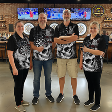 Load image into Gallery viewer, Custom American Flag Skull Dart Shirt Dart Team Jersey for Men Dartboard Shirts Dart League NNT176
