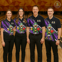 Load image into Gallery viewer, Custom Purple Beer Duck Bowling Shirt for Women Duck Funny Beer Bowling Team Jersey HNT276