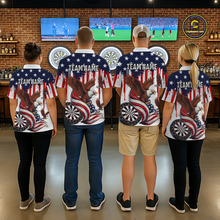 Load image into Gallery viewer, US Flag Eagle 3D Dartboard Women Darts Team Shirt Personalized Patriotic Dart Polo Jerseys NYN2571