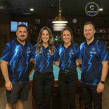 Load image into Gallery viewer, Thunder Lightning Billiard Ball Shirt For Men Custom Blue Flames 8 Ball Billiard Pool Jersey NYN3133