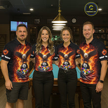 Load image into Gallery viewer, Fire Flame Eagle US Flag Pool Ball 3D Billiard Shirt For Men Personalized 8 Ball Billiard Attire NYN2587