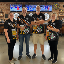 Load image into Gallery viewer, Custom Orange Funny Beer Dart Shirts for Men Darts Team Jerseys Dart Tournament Polo &amp; 1/4 Zip NNT139