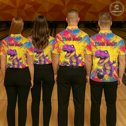 Custom Graffiti Dinosaur Bowling Jersey for Women Unisex Bowling Shirts for Team Polo & 1/4 Zip HNT240