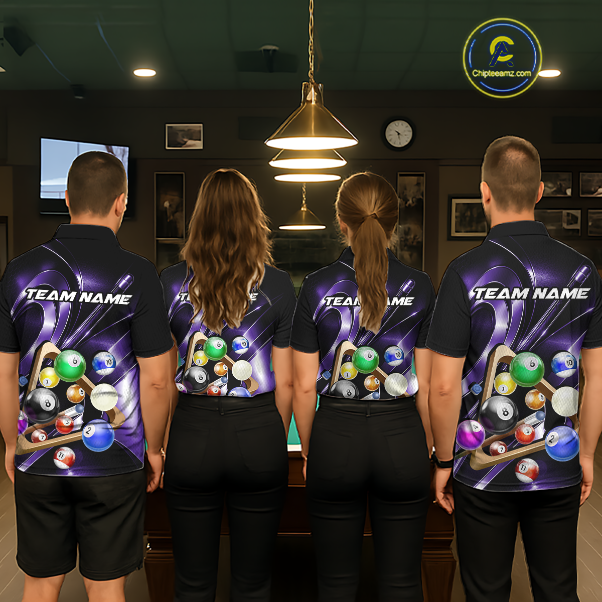 Custom Ball Pool Shirts Purple Billiard Shirt for Men Billiard Team Jersey Billiard League NNT180