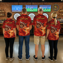 Load image into Gallery viewer, Fire Flame Tornado Funny Shark Darts Polo Shirt For Women Custom Dart Team League Shirt|Red NYN2657