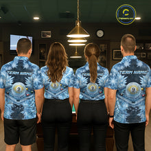 Load image into Gallery viewer, Icy Pattern Blue 9 Ball Pool Billiard Team Shirt For Men Custom Snowflake Billiards Ball Attire NYN3043