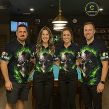 Load image into Gallery viewer, Green Flaming Cracked Skull 8 Ball &amp; 9 Ball Pool Billiard Shirt For Men Custom Billiard Apparel NYN2635