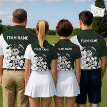 Load image into Gallery viewer, Green White Funny Golf Ball Pattern Mens Golf Polo Shirts Custom Golf Outfits Men, Green Golf Tops NHT785