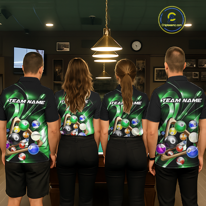 Custom Ball Pool Shirts Green Billiard Shirt for Men Billiard Team Jersey Billiard League NNT180