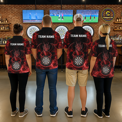 Custom Red Dragon Darts Board Dart Shirts For Men Darts Team Jerseys Polo & 1/4 Zip NNT121