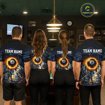 Personalized Funny Wolf 8 Ball Pool Women Billiard Polo & 1/4 Zip, Billiard Shirt, Billiard Team Jerseys NNT144