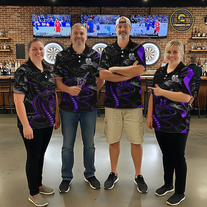 Purple Custom Cobra Snake Dart Shirts for Men Dart Team Jersey Dartboard Gifts Polo & 1/4 Zip NNT162